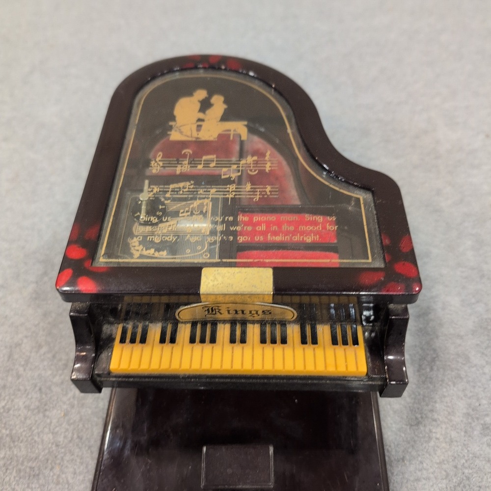 Kings Black Musical Grand Piano Trinket Box Hinged Lid Plays Music - READ: Dusty - Picture 3 of 8